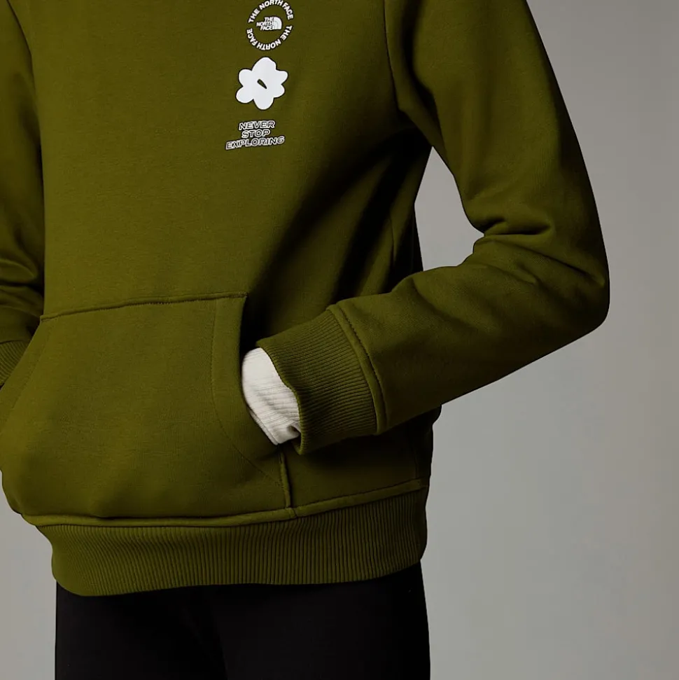 Sudadera Holgada Con Estampado Gráfico Flower Para Niña